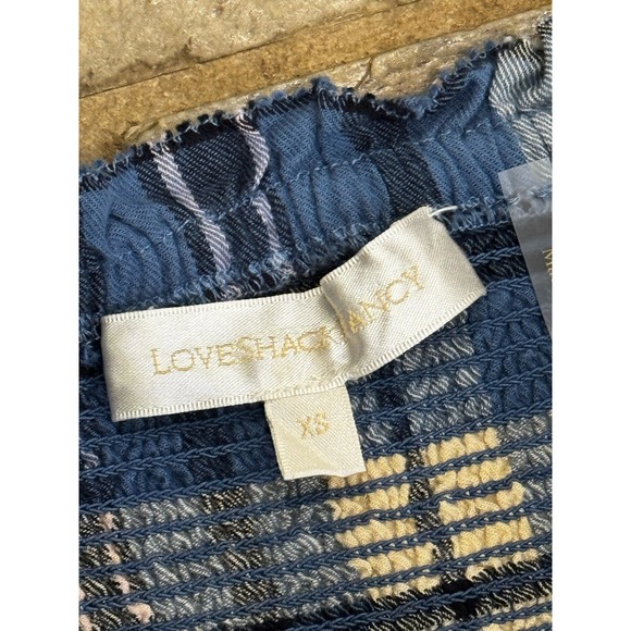 LoveShackFancy Stanley Smocked Plaid Dress Denim Skies Womens Size XS - Picture 7 of 7
